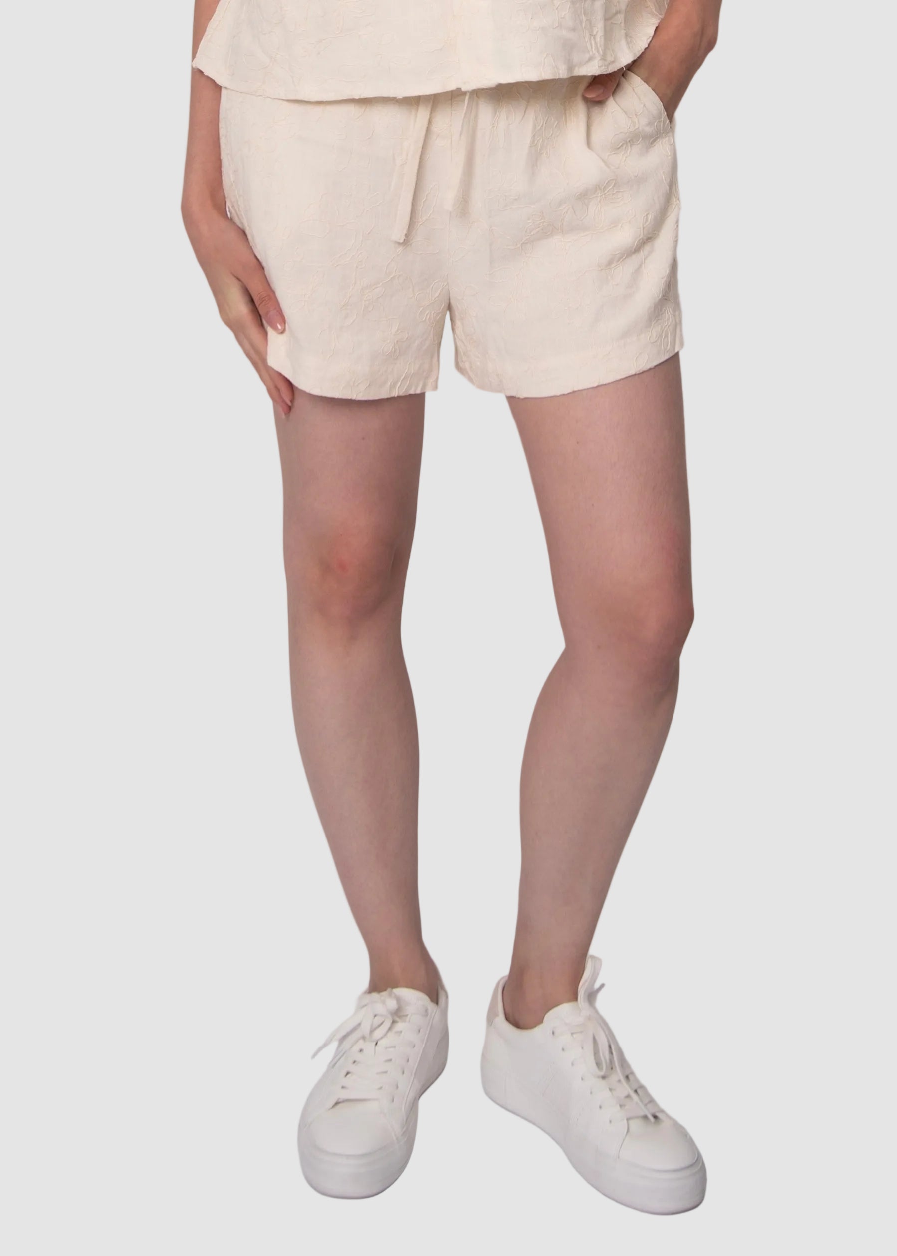 MARLA LINEN PULL ON SHORTS - NATURAL