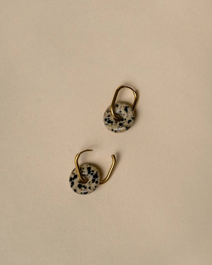 ELIA DONUT JASPIS LEOPARD EARRINGS - GOLD