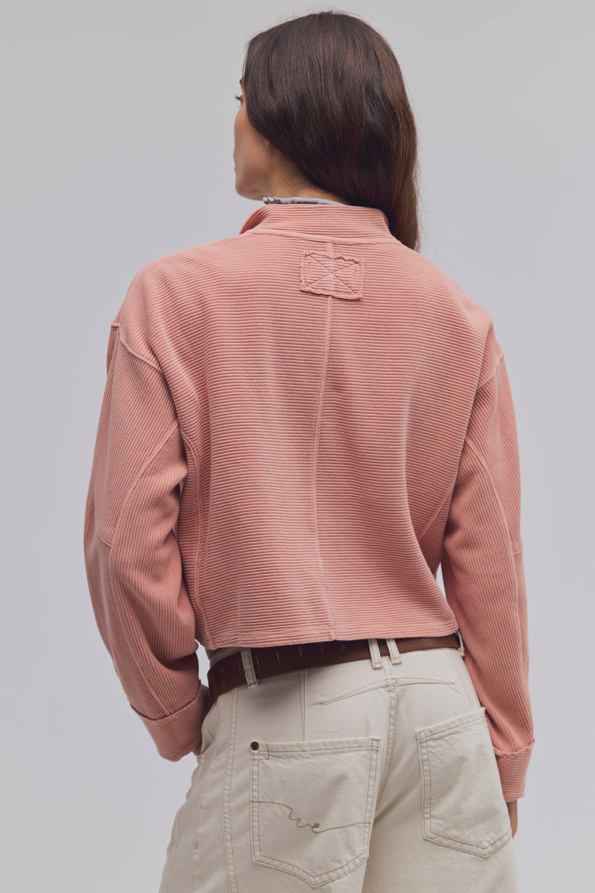 FREE PEOPLE CELESTE QUARTERZIP PULLOVER - CORAL PINK