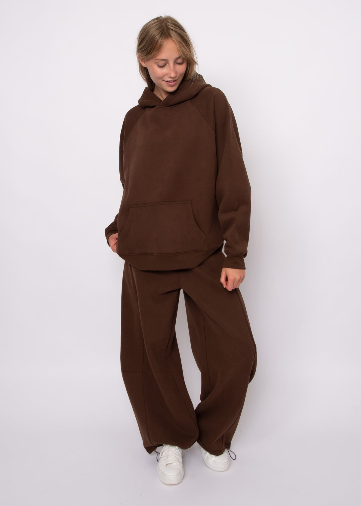 HILLA FLEECE HOODIE - CHOCOLATE