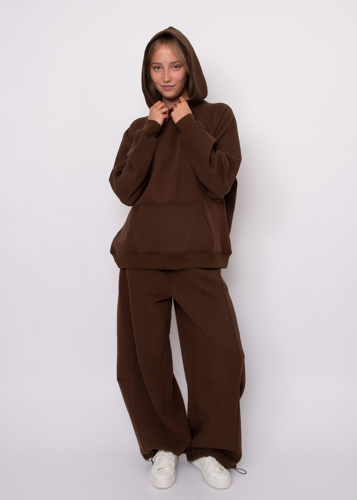 HILLA FLEECE HOODIE - CHOCOLATE
