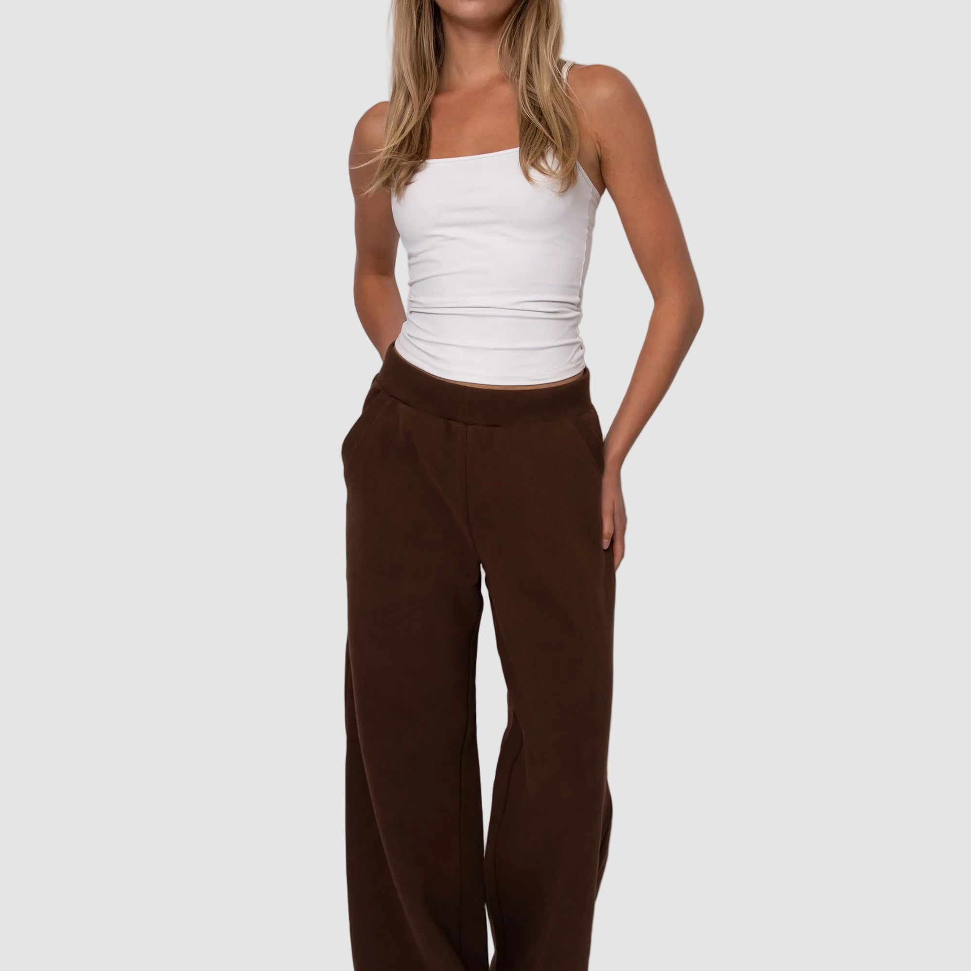 PANDORA FLEECE DRAWSTRING PULL ON PANT - CHOCOLATE