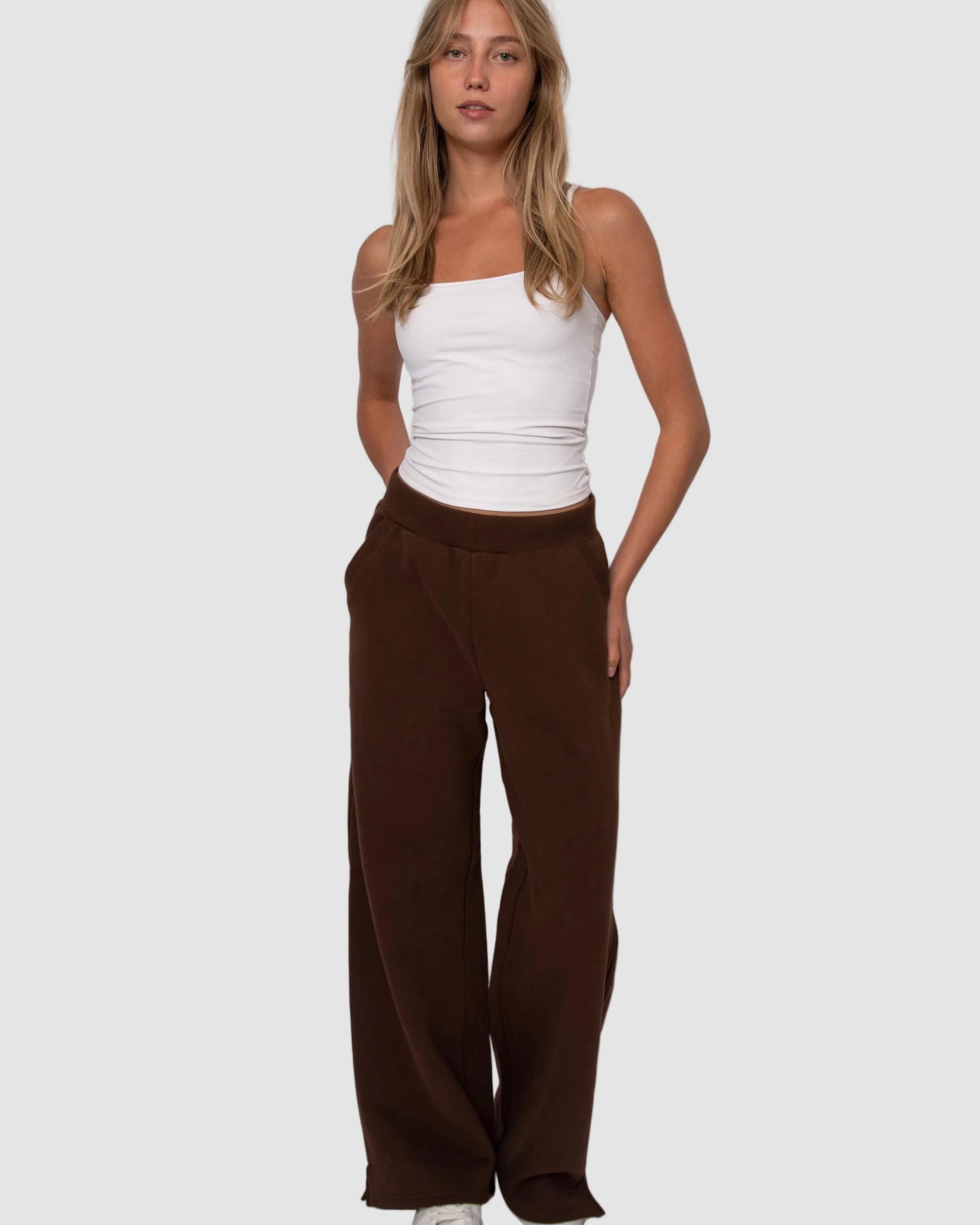 PANDORA FLEECE DRAWSTRING PULL ON PANT - CHOCOLATE