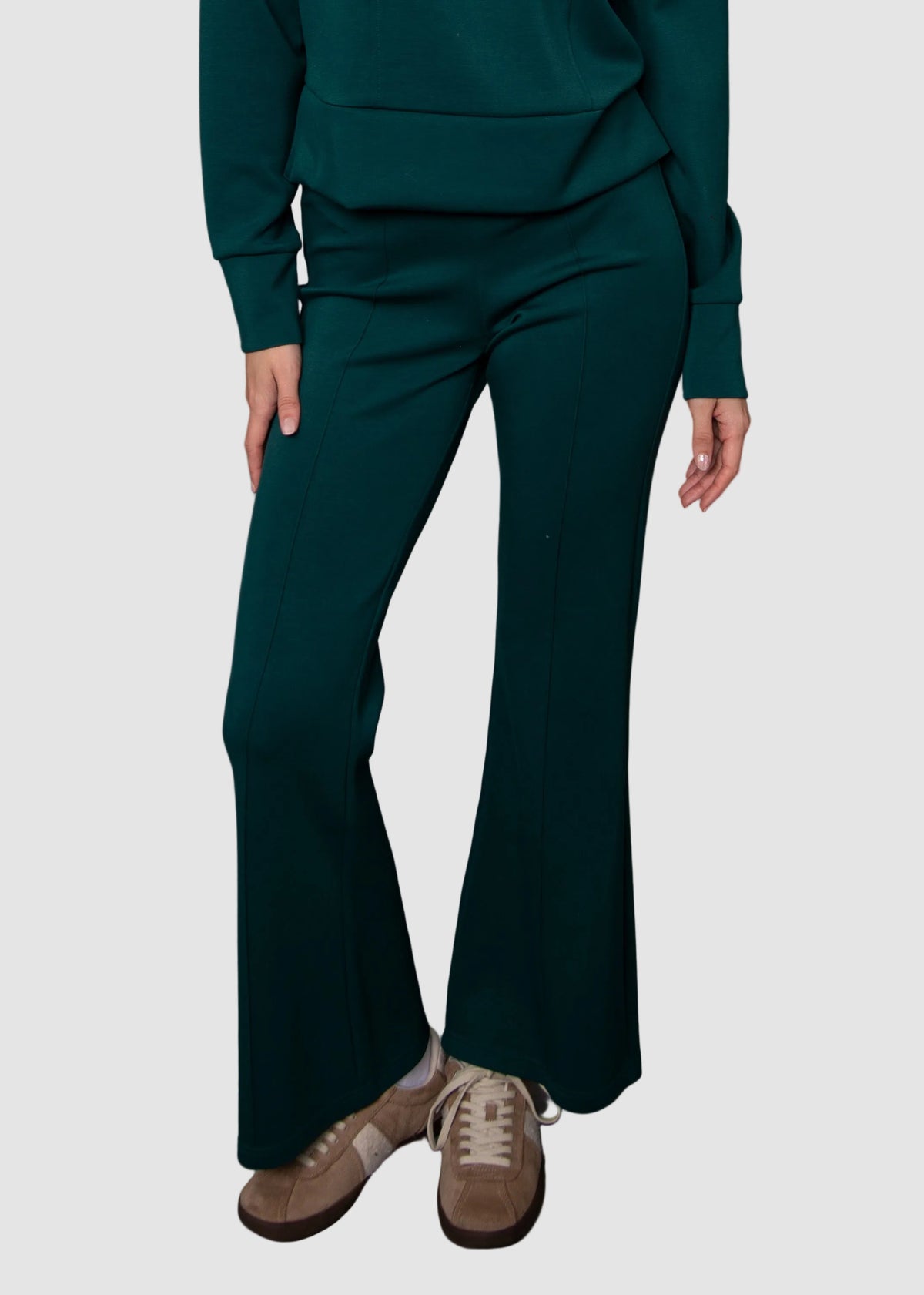FLAMME SIGNATURE SOFT KNIT PULL ON PANT - DARK GREEN