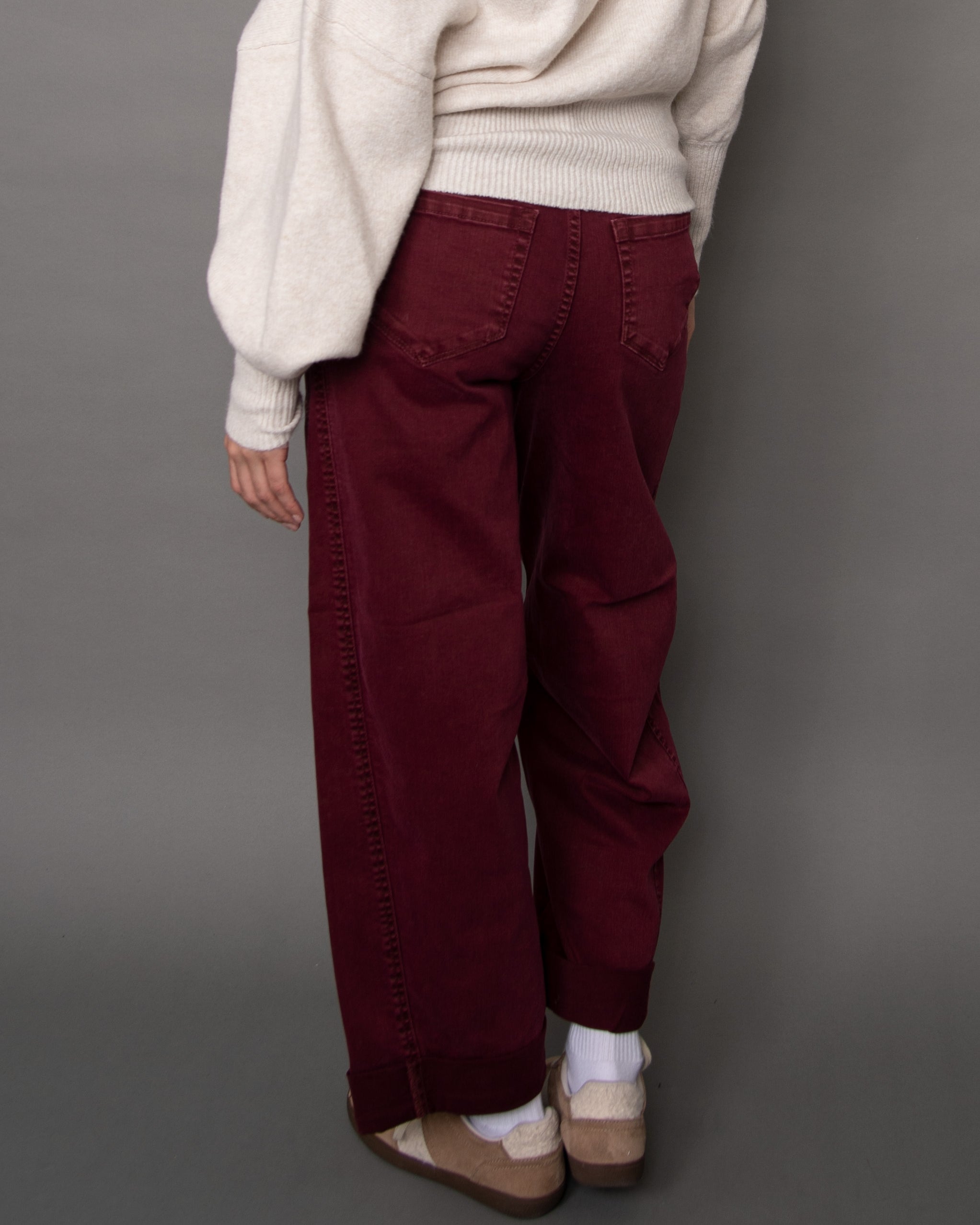 BARNI STRETCH TWILL BARREL JEANS - DEEP BURGUNDY