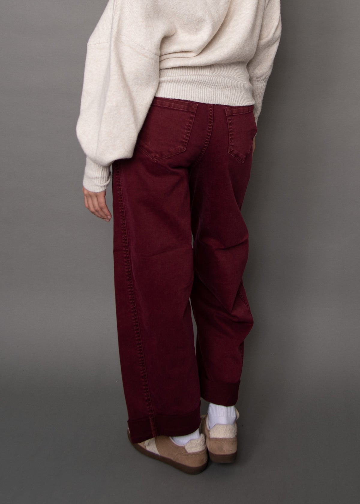 BARNI STRETCH TWILL BARREL JEANS - DEEP BURGUNDY