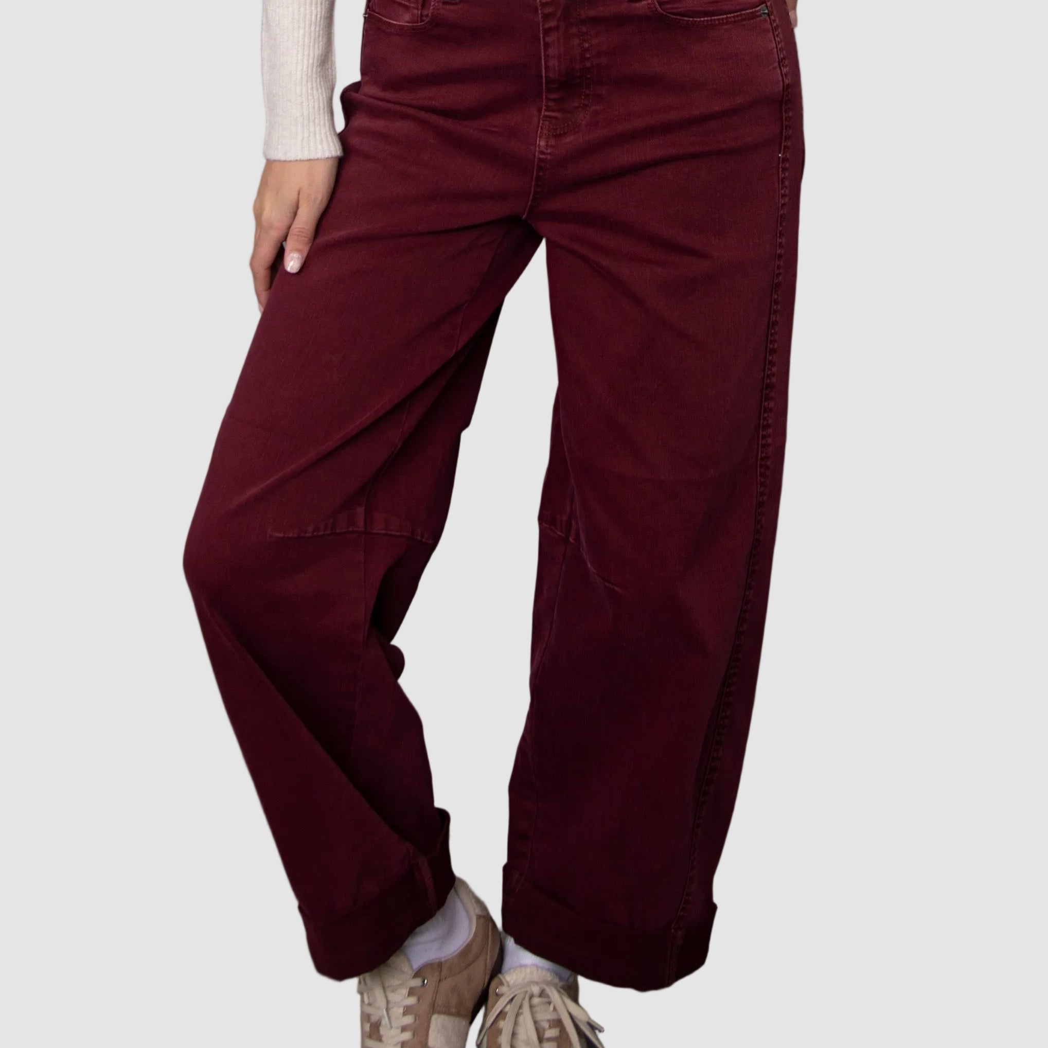 BARNI STRETCH TWILL BARREL JEANS - DEEP BURGUNDY