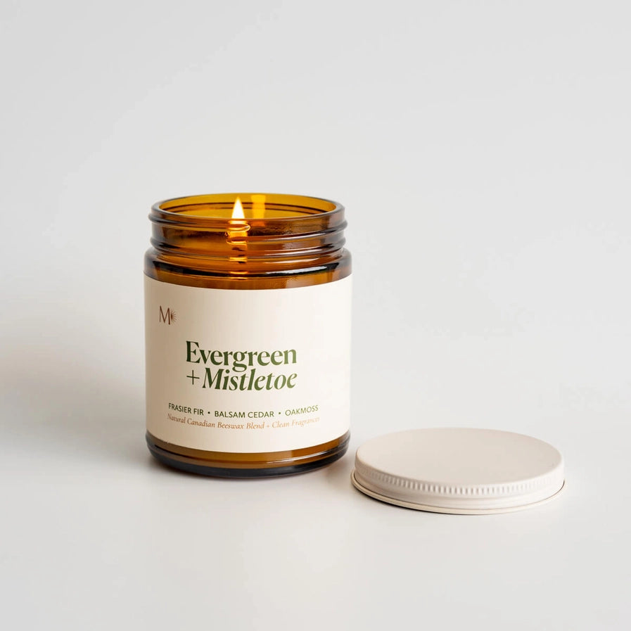 MISIYO EVERGREEN + MISTLETOE CANADIAN BEESWAX CANDLE