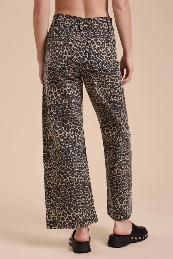 OLIVIA LEOPARD PRINT PANTS - BLACK