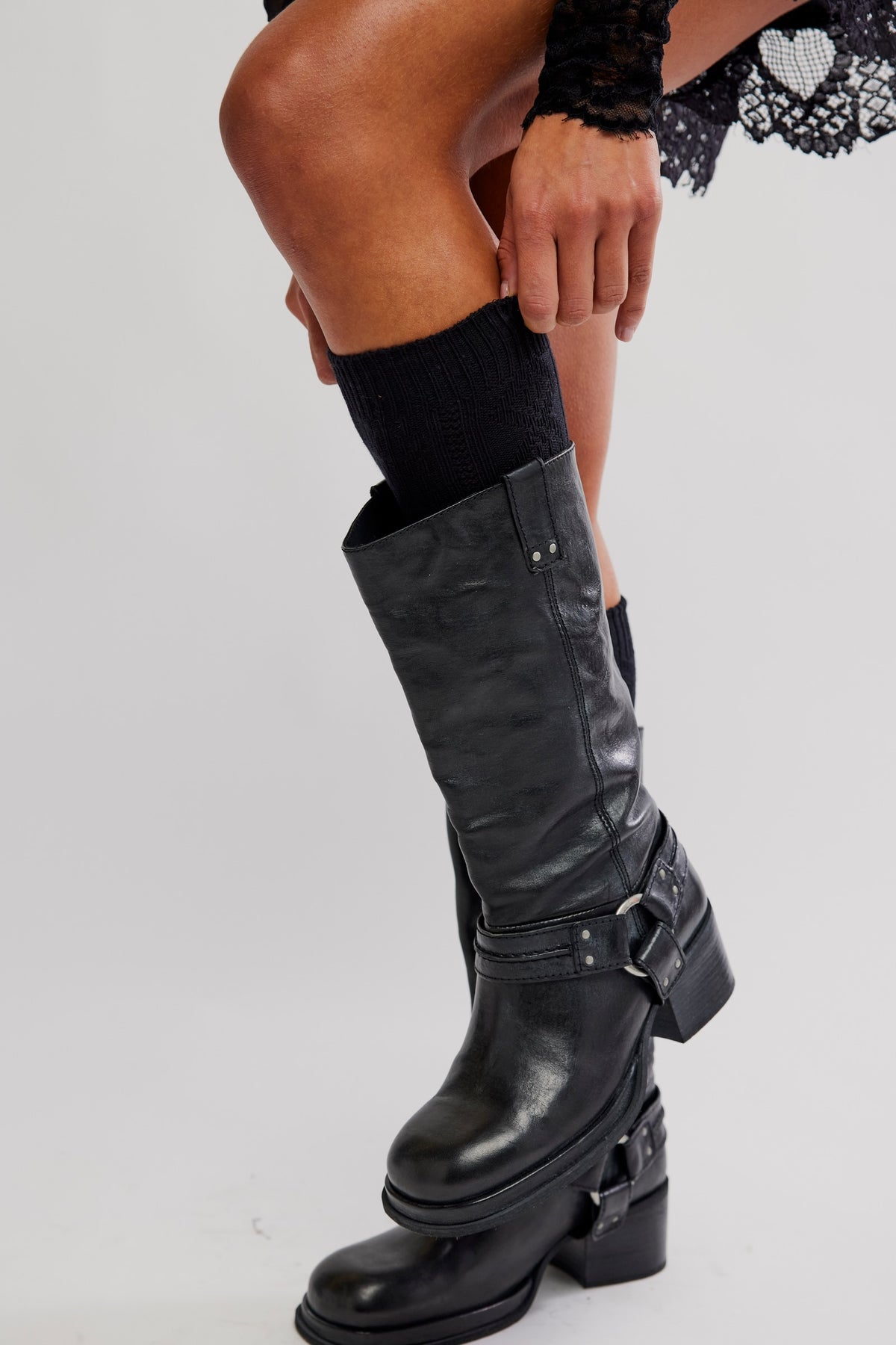 FREE PEOPLE ESSENTIAL KNEE HIGH SOCK - BLACK