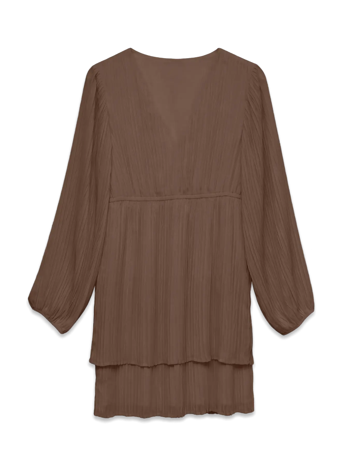 VM DORA V NECK LS DRESS - COCOA BROWN