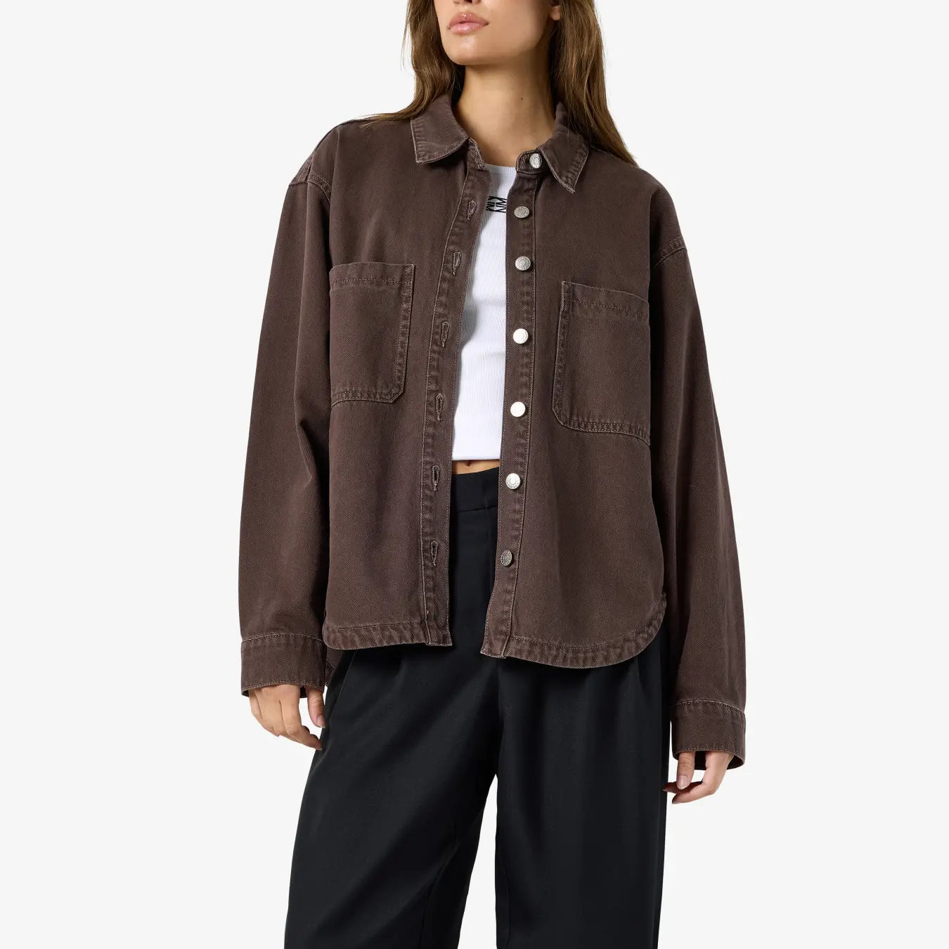 NM ALVA DENIM JACKET - CHOCOLATE BROWN