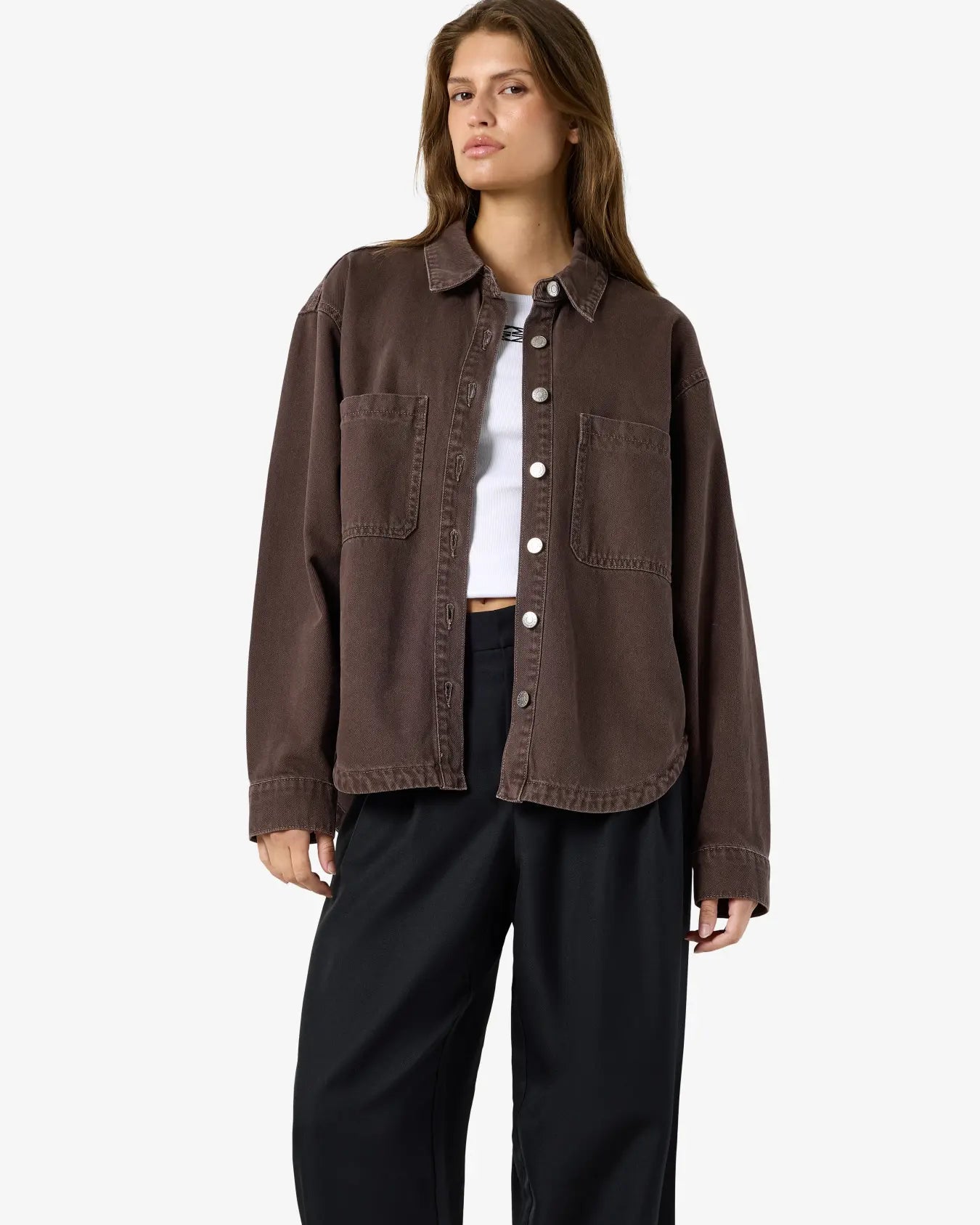 NM ALVA DENIM JACKET - CHOCOLATE BROWN