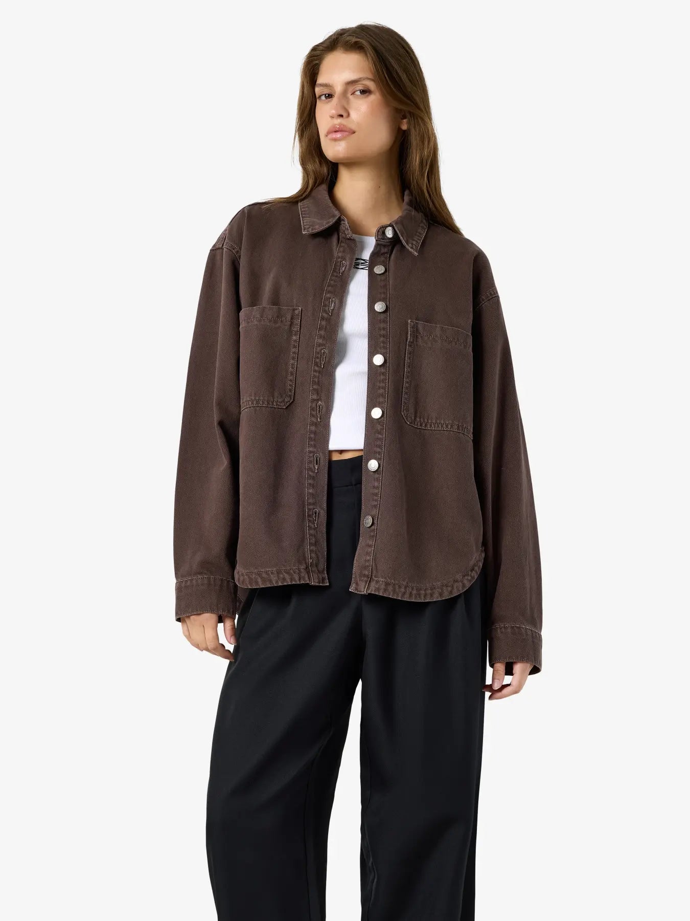 NM ALVA DENIM JACKET - CHOCOLATE BROWN
