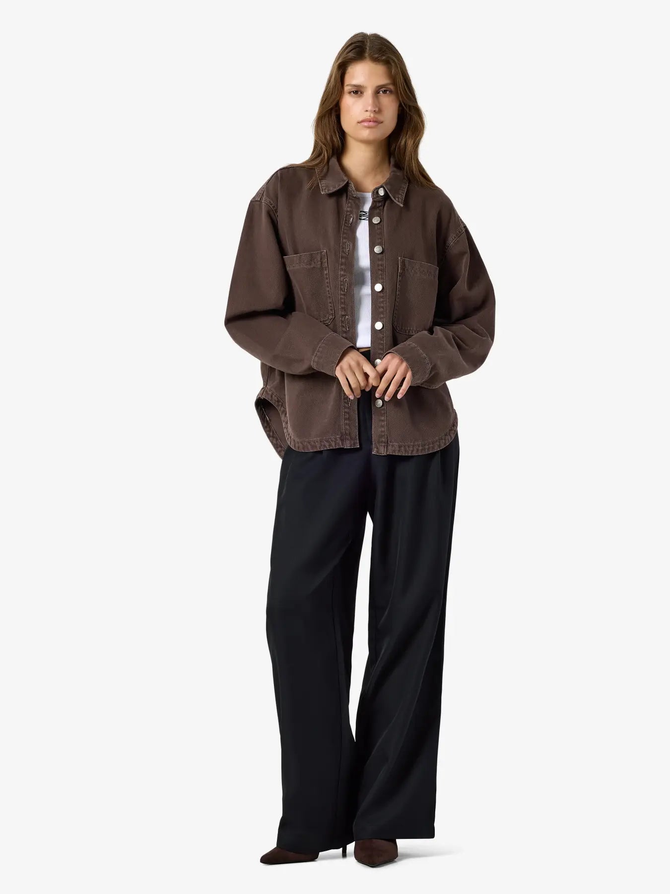NM ALVA DENIM JACKET - CHOCOLATE BROWN