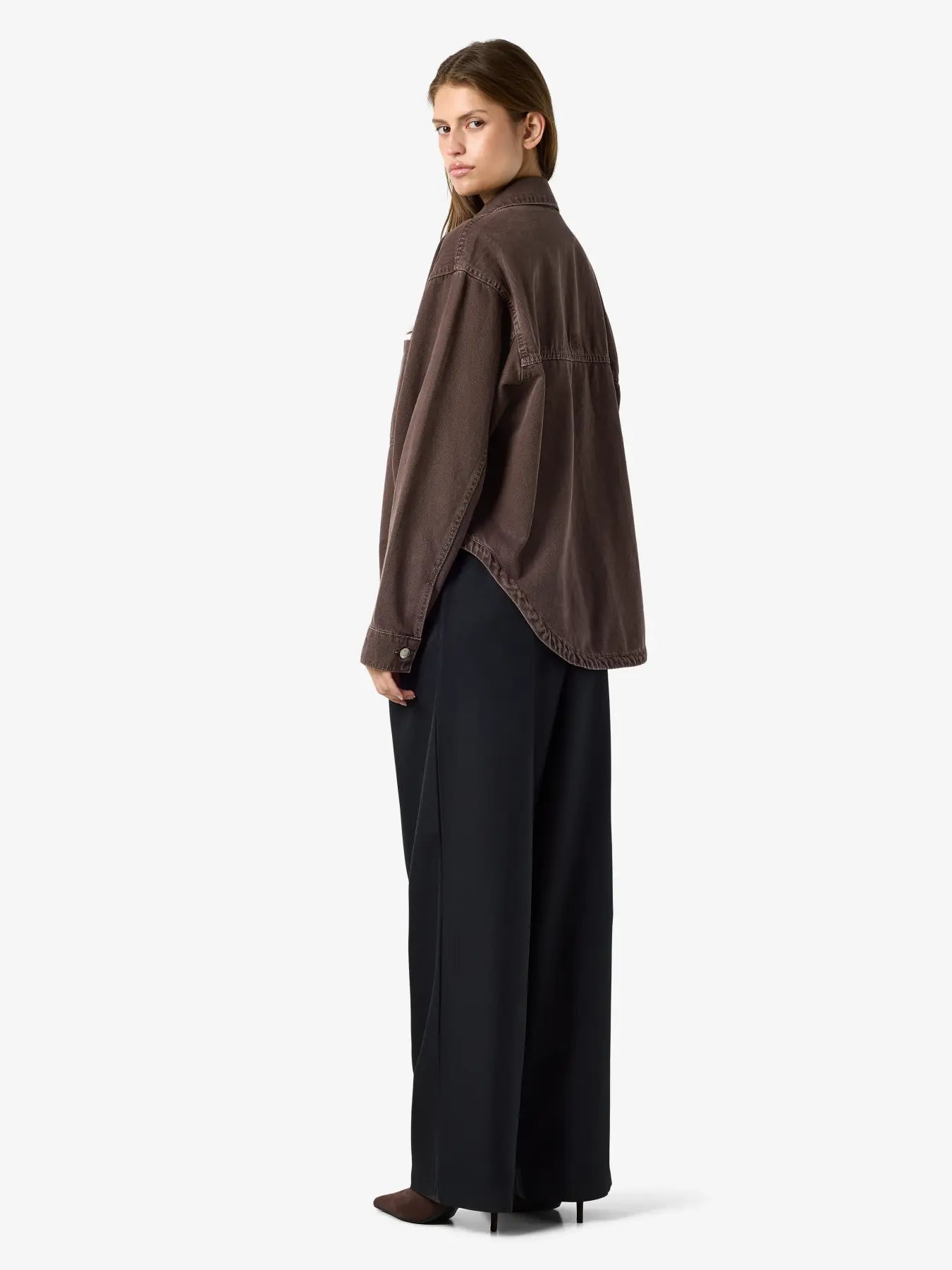 NM ALVA DENIM JACKET - CHOCOLATE BROWN