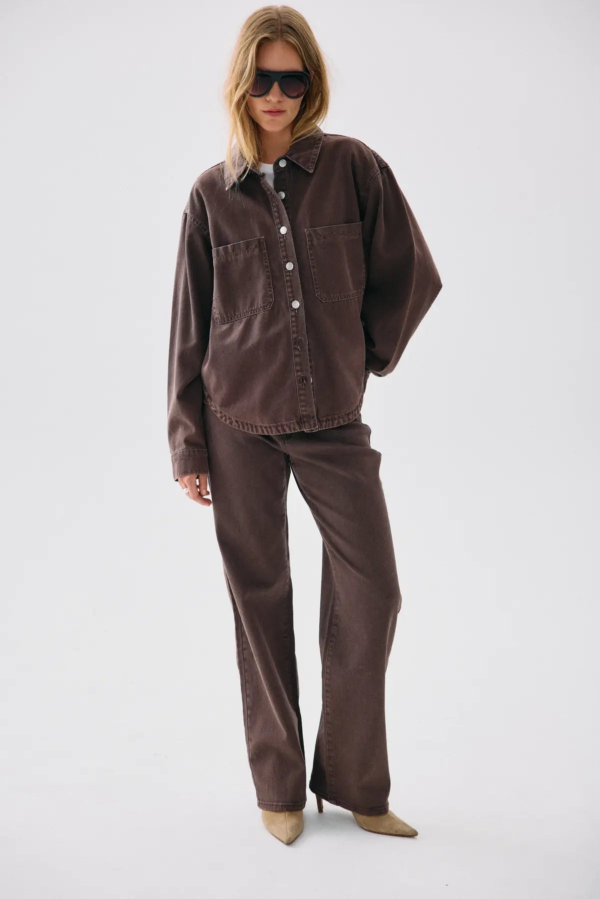 NM ALVA DENIM JACKET - CHOCOLATE BROWN