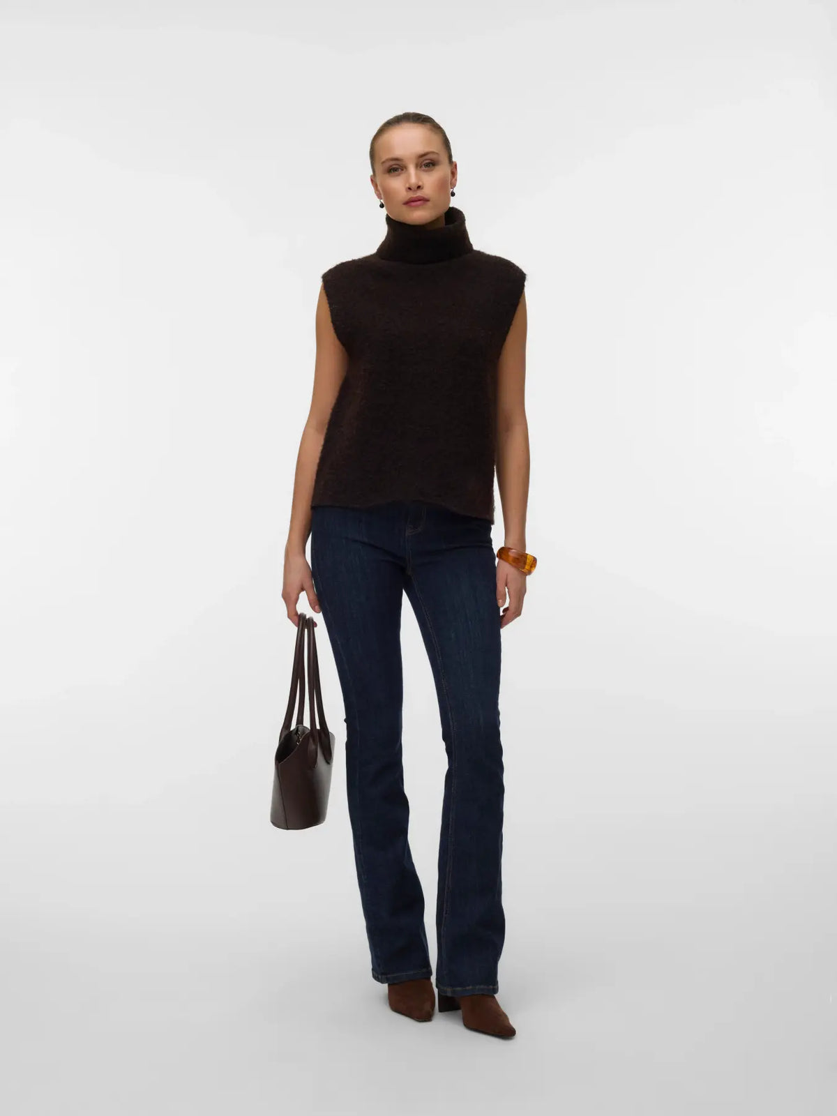 VM EVERLEE ROLLNECK VEST - CHOCOLATE TORTE