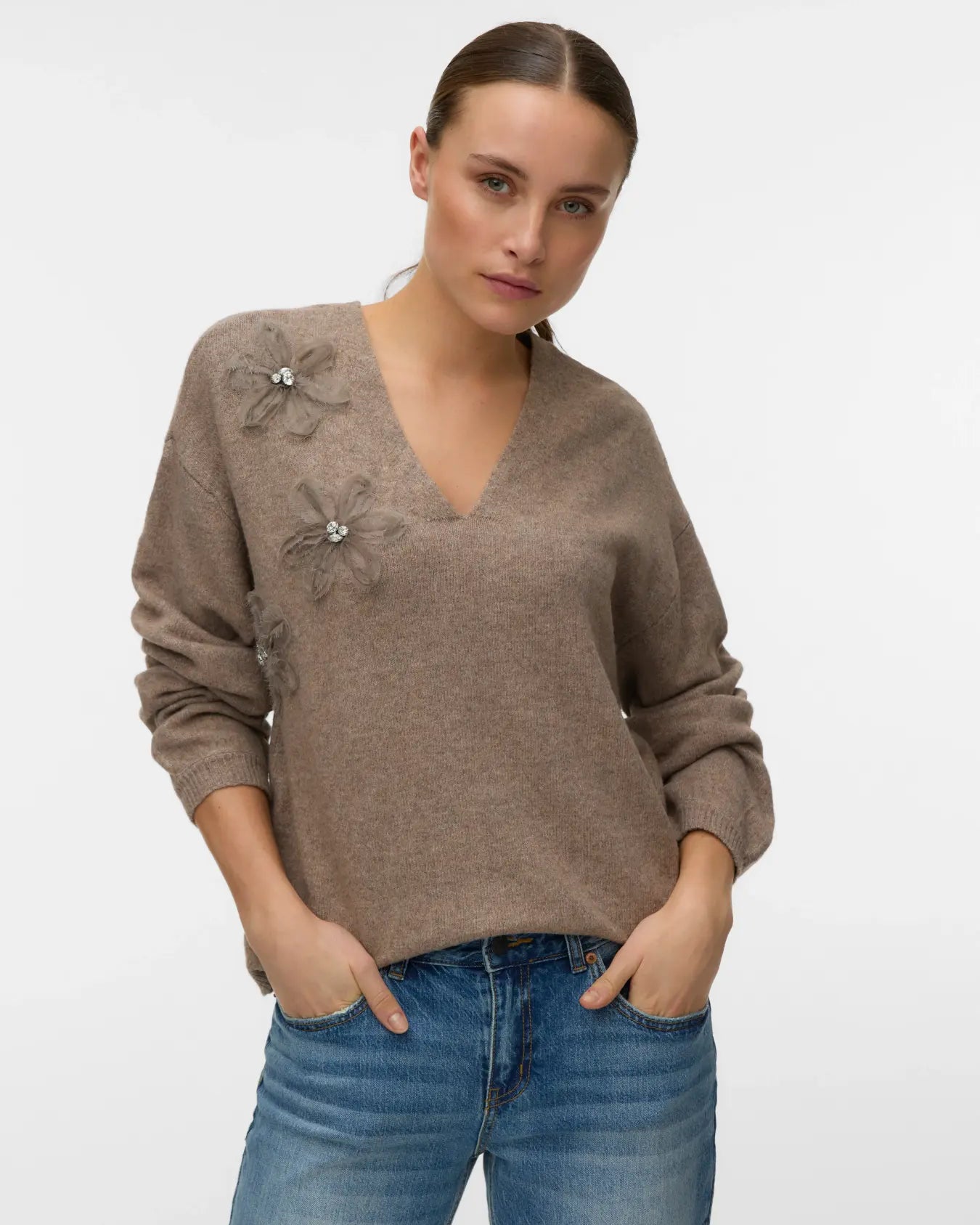 VM SMERALDA V NECK PULLOVER - FOSSIL