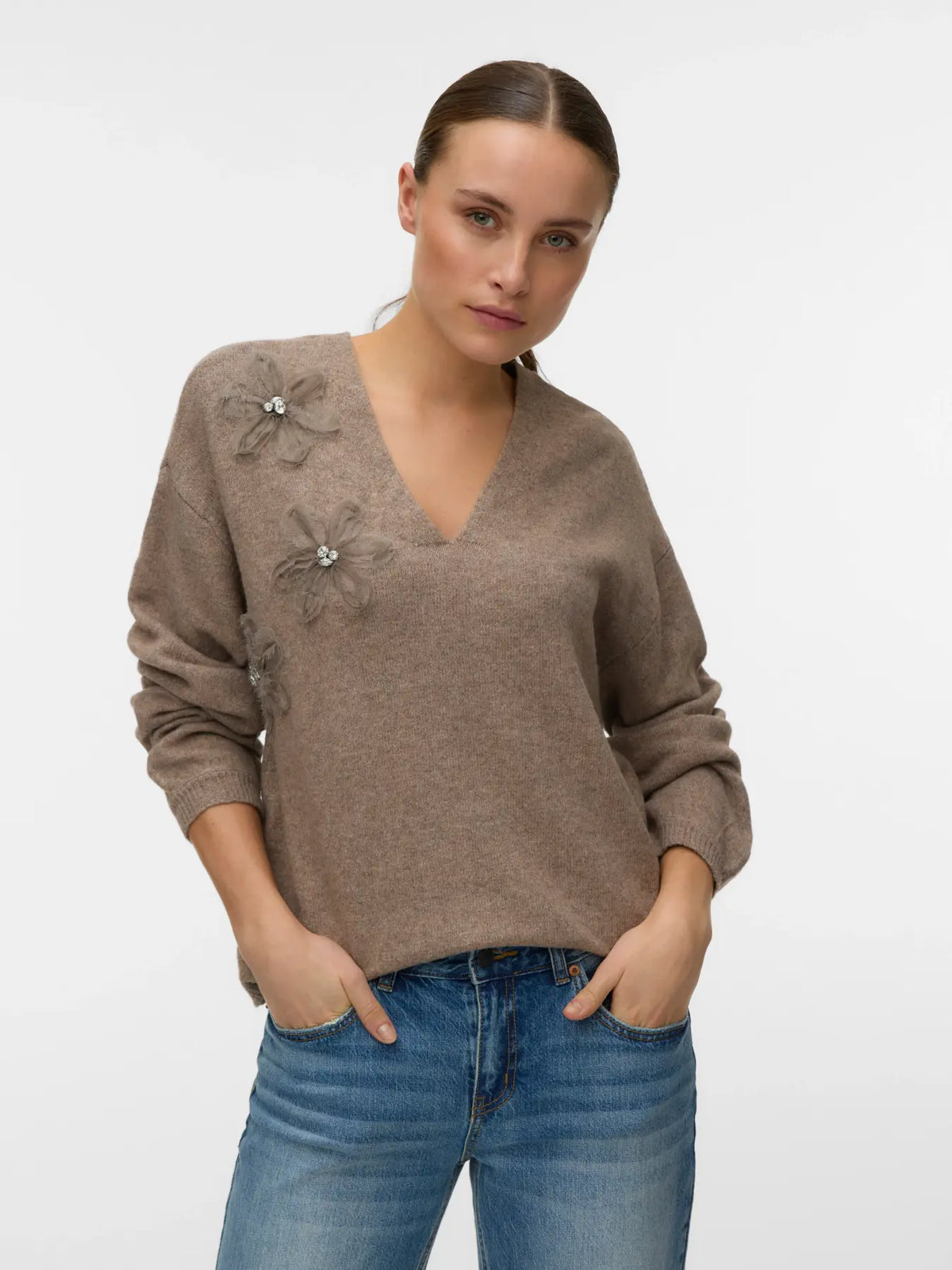 VM SMERALDA V NECK PULLOVER - FOSSIL