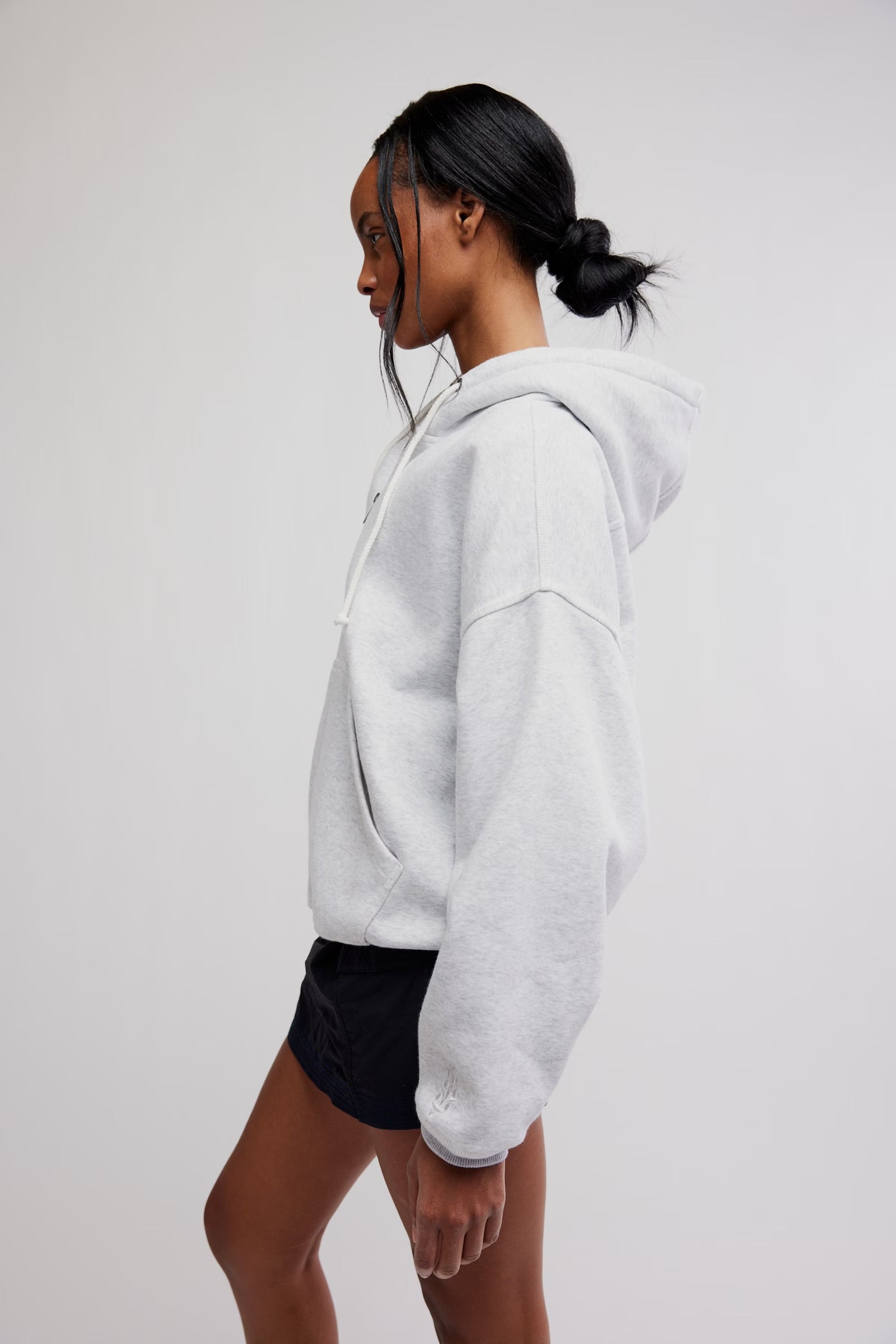FREE PEOPLE FINAL CALL ZIP UP HOODIE - WHITE HEATHER GREY