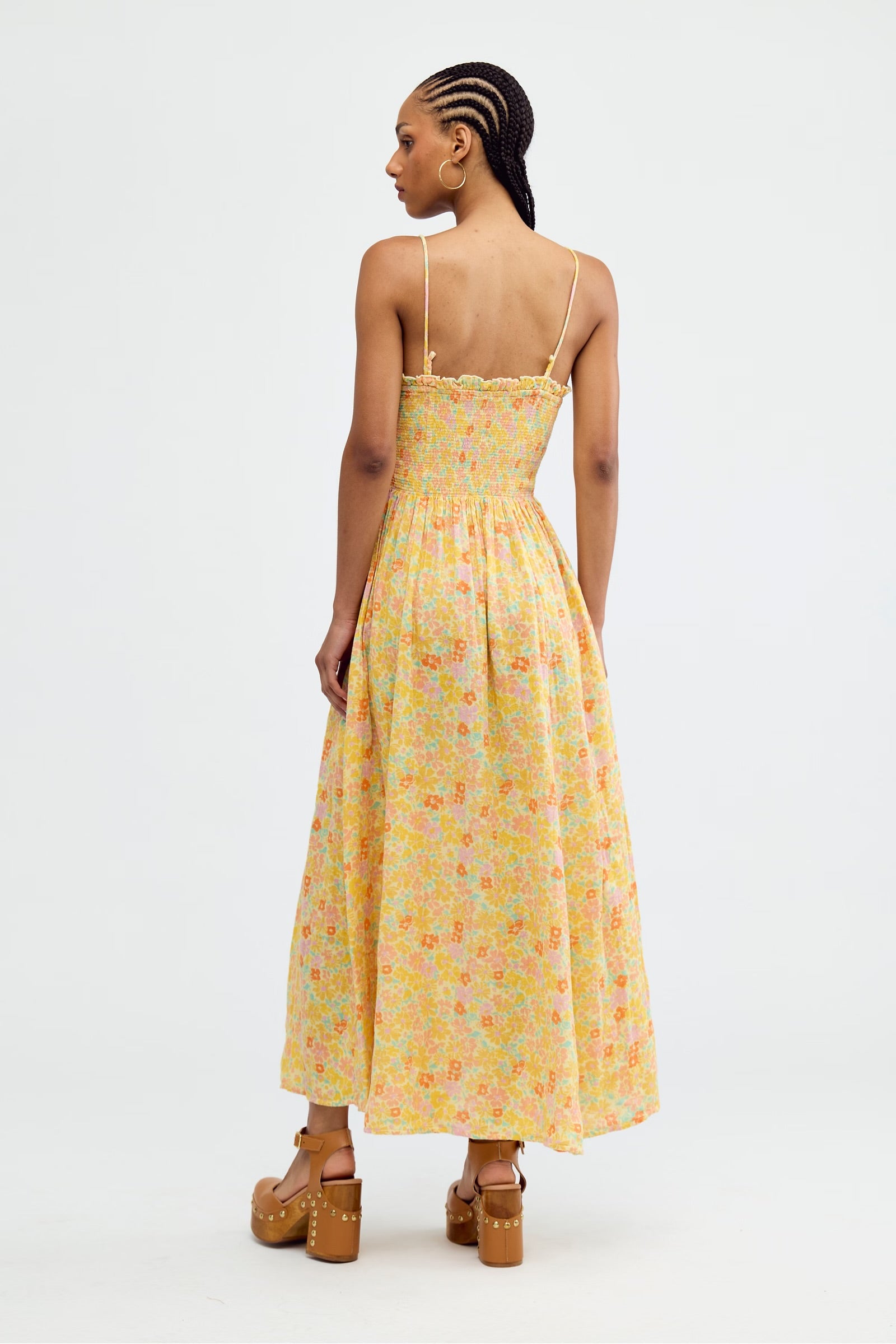 FREE PEOPLE SWEET NOTHINGS MIDI DRESS - LEMON ICING COMBO