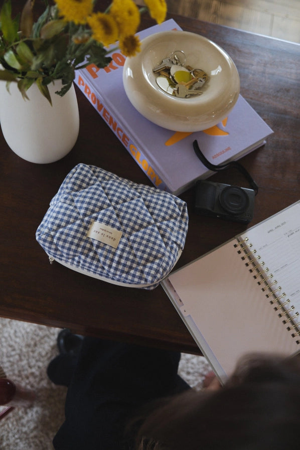 DLS ORGANIC COTTON QUILTED POUCH - NAVY