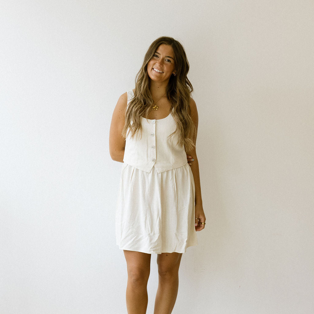 VM SISSIE VEST DRESS - OATMEAL MELANGE