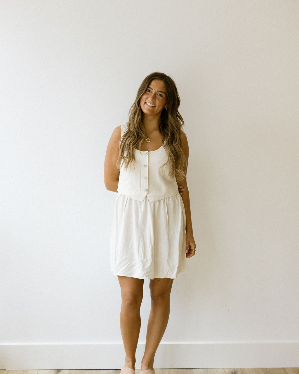 VM SISSIE VEST DRESS - OATMEAL MELANGE