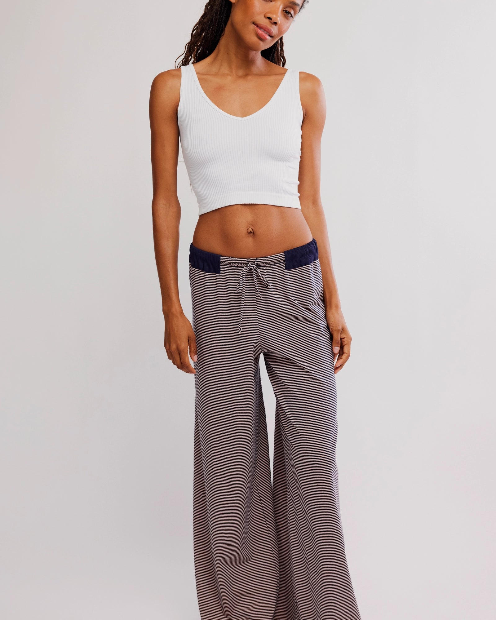 FREE PEOPLE OUT AND ABOUT PANTS - PEACH COMBO