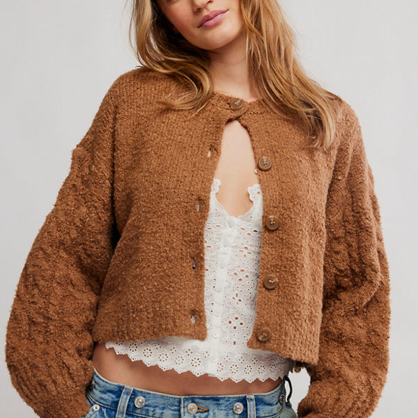 FREE PEOPLE THISTLE CARDI - MACADAMIA