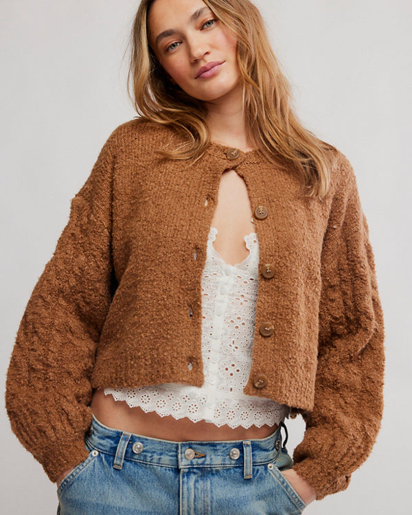 FREE PEOPLE THISTLE CARDI - MACADAMIA
