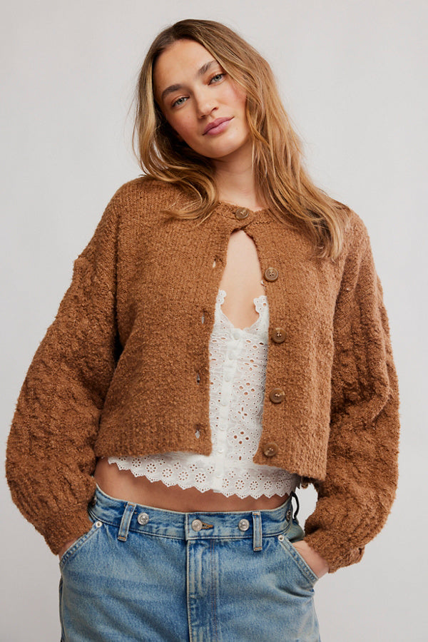 FREE PEOPLE THISTLE CARDI - MACADAMIA