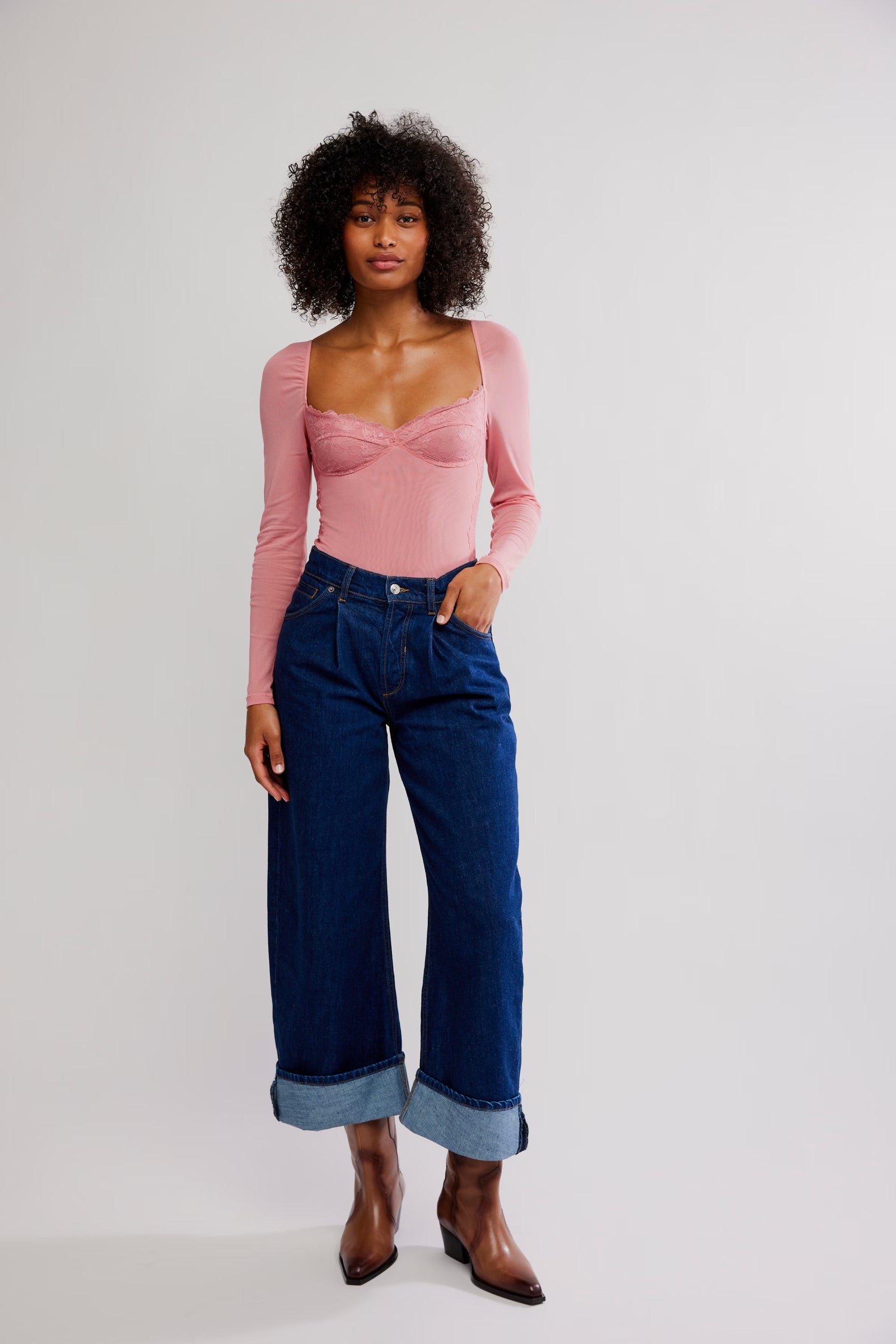 FREE PEOPLE SUDDENLY FINE BODYSUIT - GLOWING MAUVE