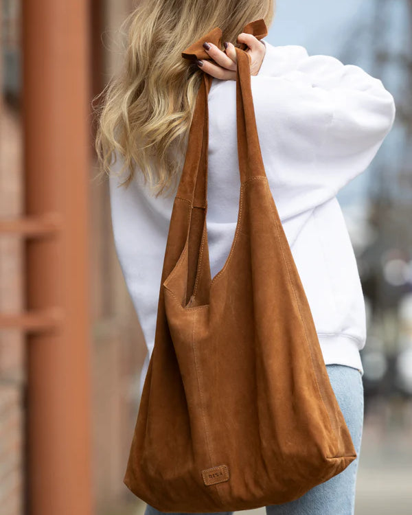 RISA KNOT TOTE BAG - TAN SUEDE