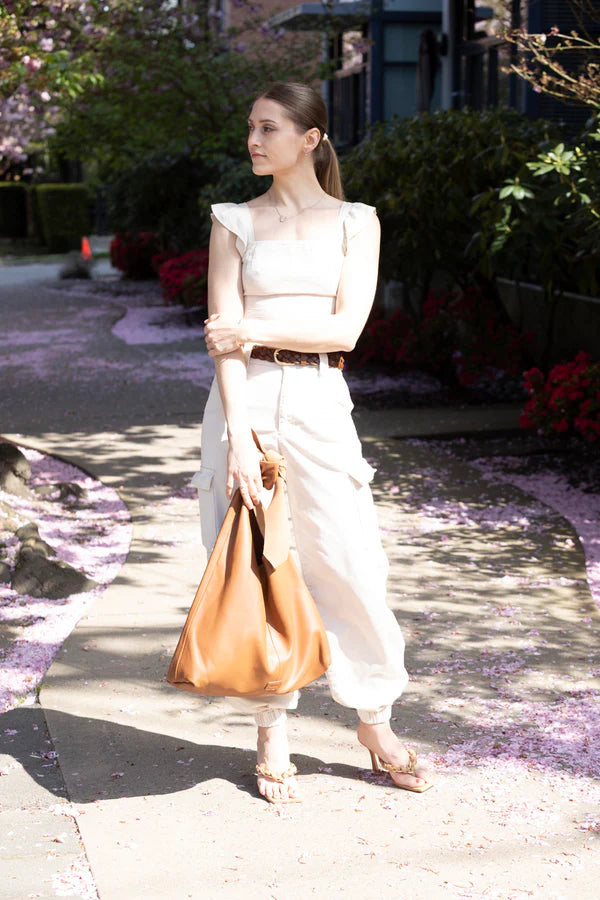 RISA KNOT TOTE BAG - TAN LEATHER