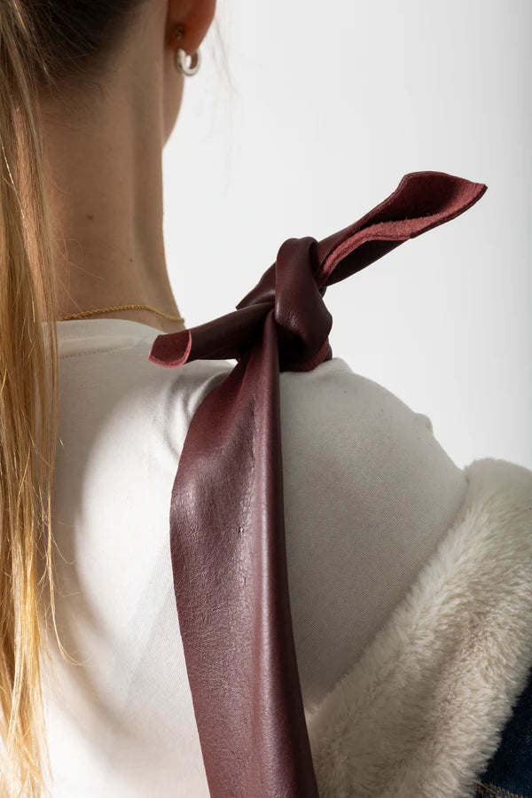 RISA KNOT TOTE BAG - BURGANDY LEATHER