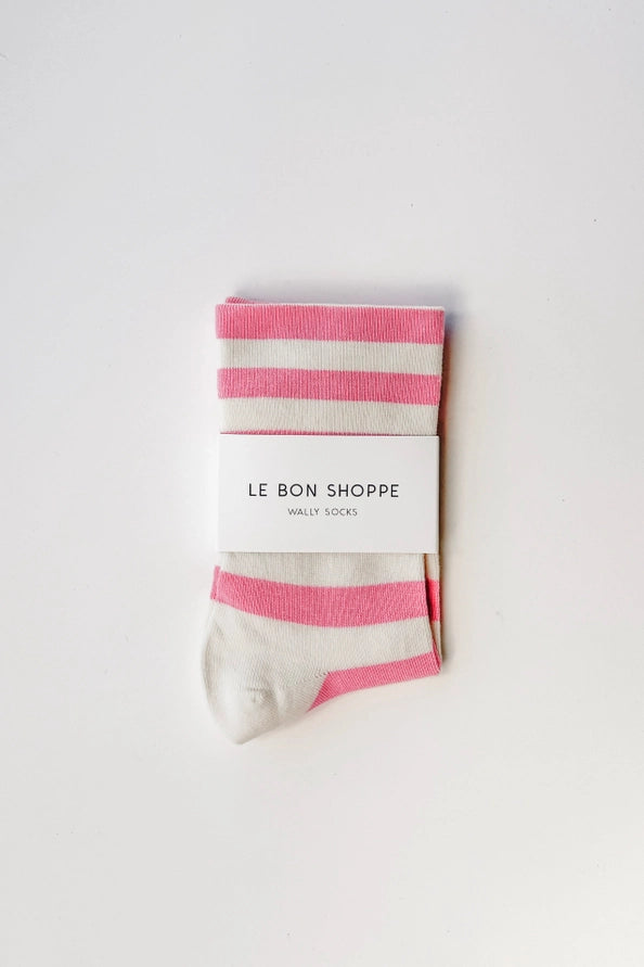 LE BON SHOPPE WALLY SOCKS - WIDE ROSE STRIPE