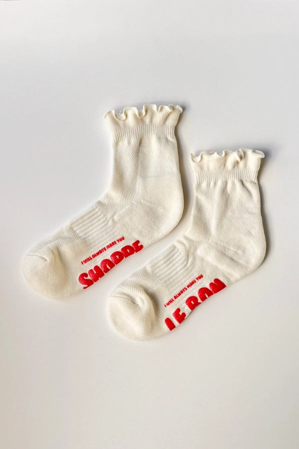 LE BON SHOPPE RUFFLED HUGGER SOCKS - CREAM