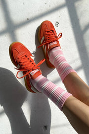 LE BON SHOPPE BOYFRIEND STRIPE SOCKS - PINK WHITE