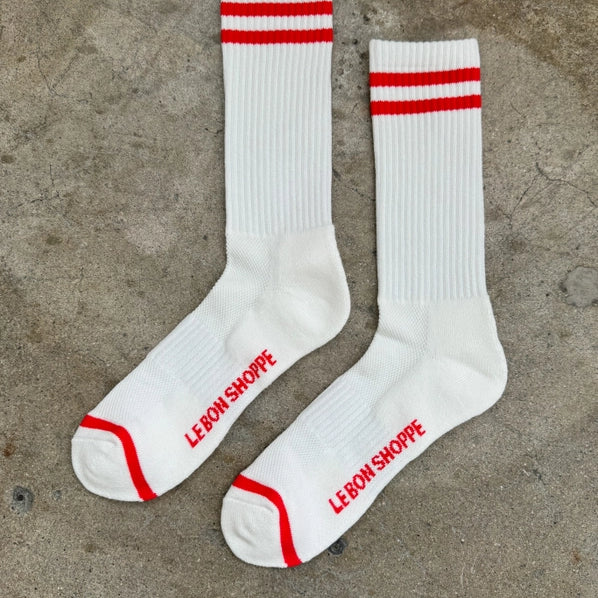 LE BON SHOPPE EXTENDED BOYFRIEND SOCKS - CLEAN WHITE