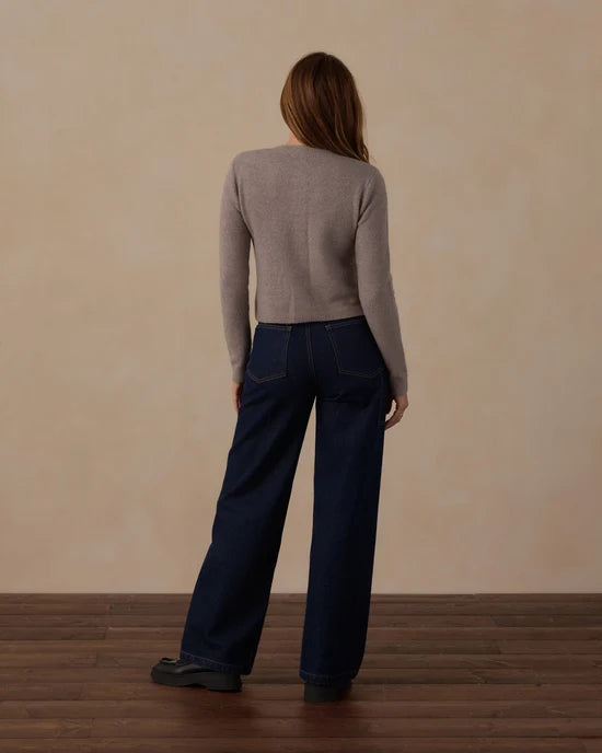 RYLEE + CRU SCALLOP CARDIGAN - DUSTY BLUE