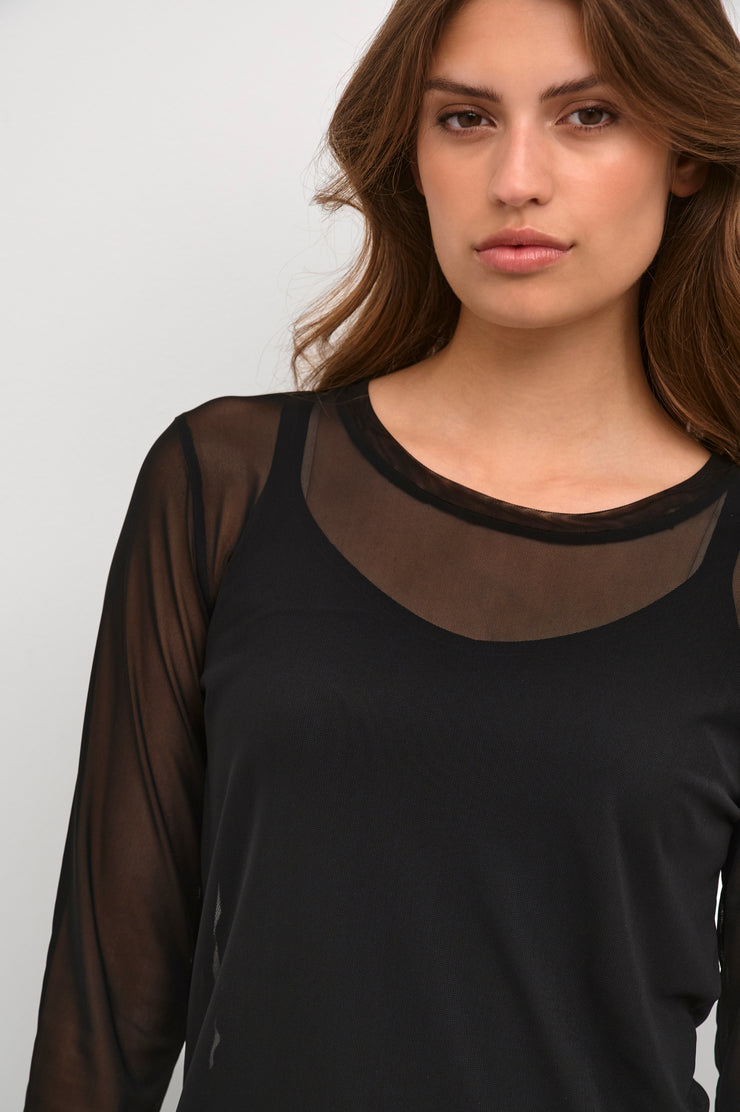 MELIDA MESH SHIRT - BLACK