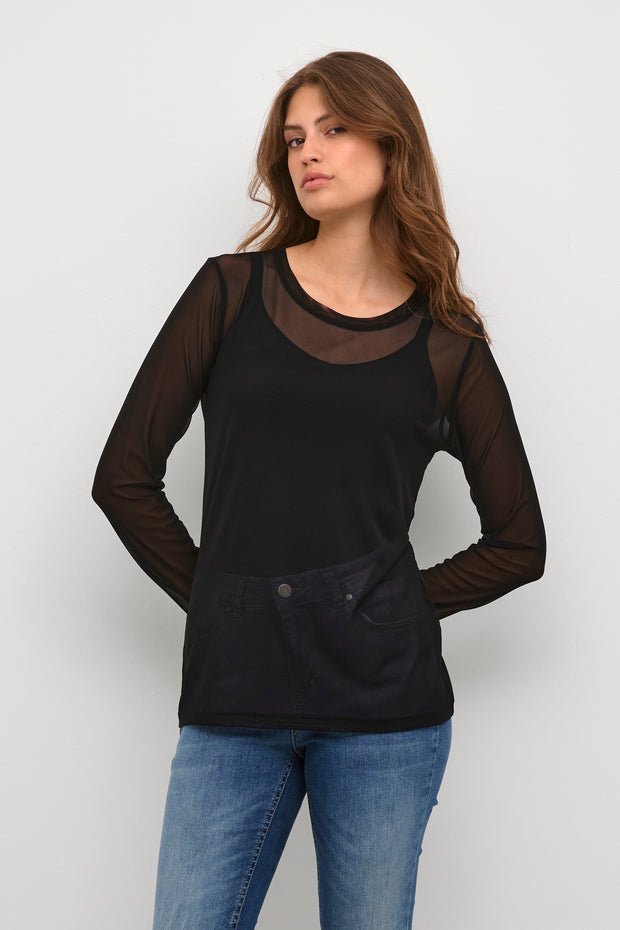 MELIDA MESH SHIRT - BLACK