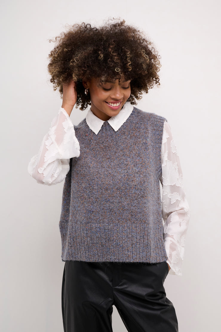 MALAY KNIT VEST - BROWN / BLUE MELANGE