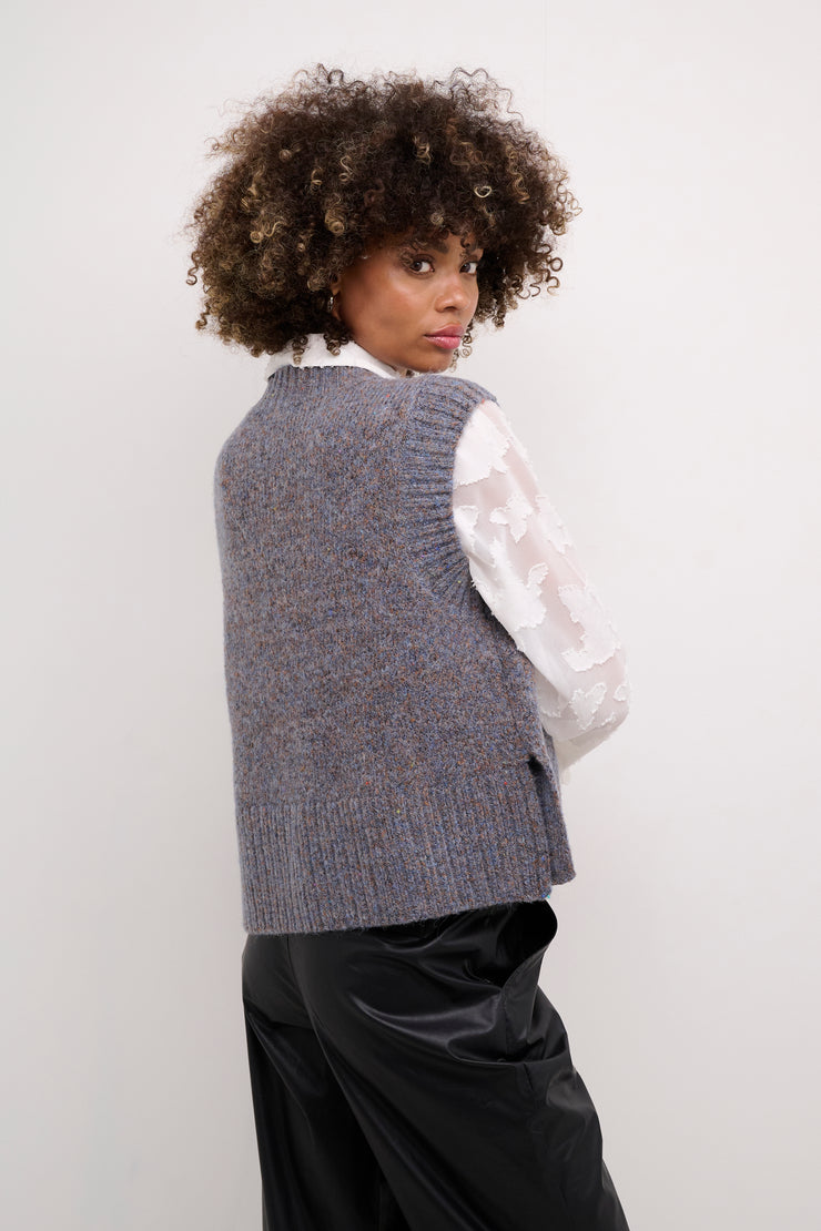 MALAY KNIT VEST - BROWN / BLUE MELANGE