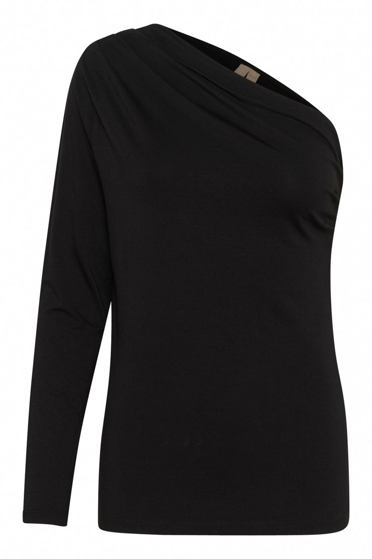 NIKKO ONE SHOULDER TOP - BLACK