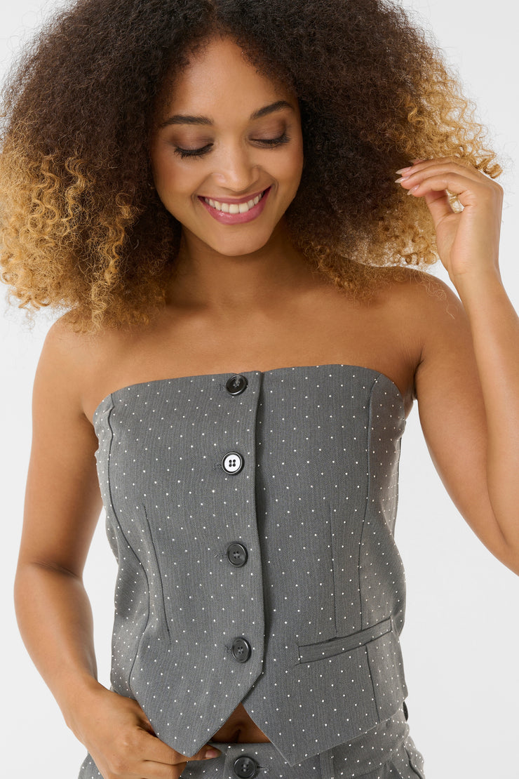 ANNLISE STUDDED VEST - GREY