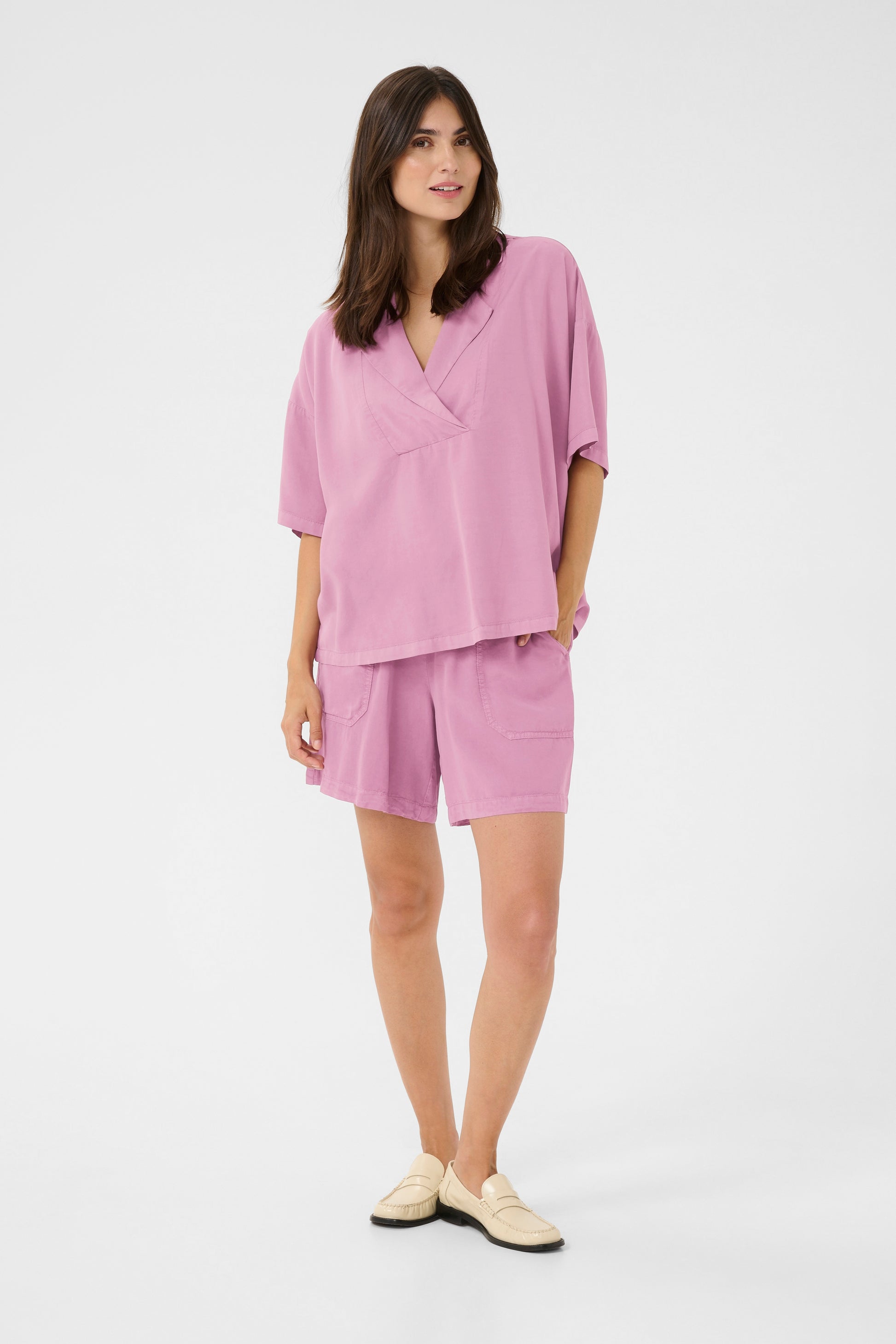 CULTURE CLARINA V NECK BLOUSE - VALERIAN