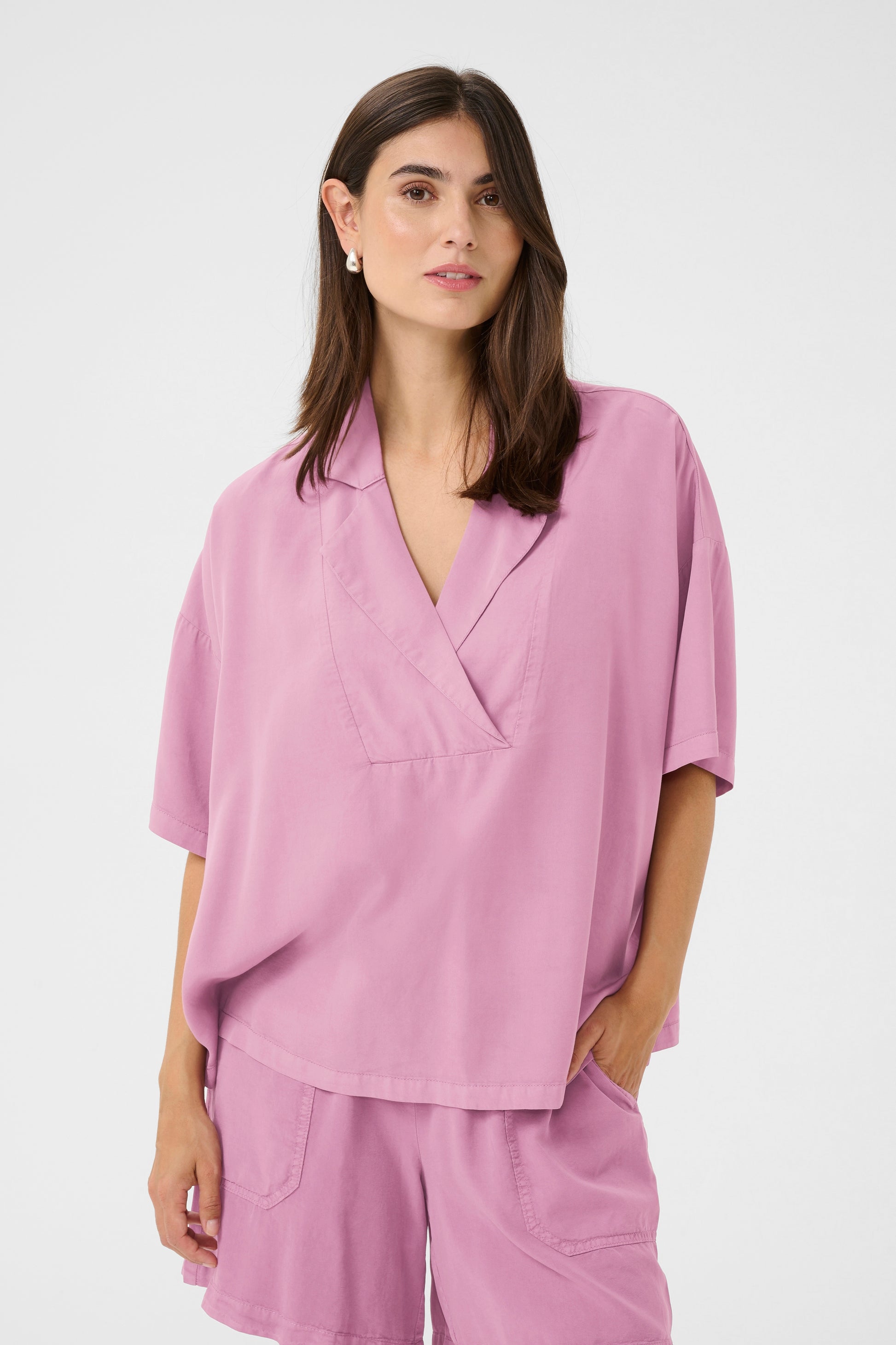 CULTURE CLARINA V NECK BLOUSE - VALERIAN